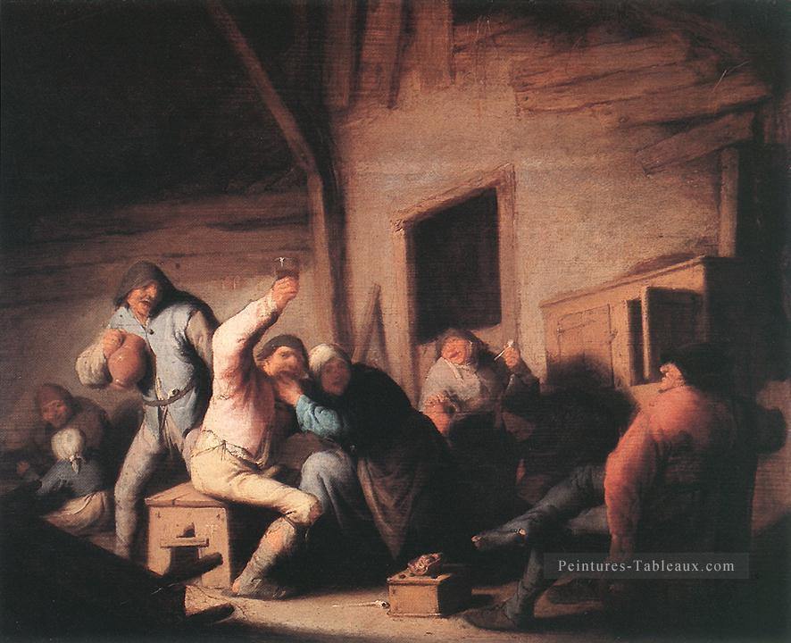 Paysans Carousing In A Tavern Genre néerlandais peintres Adriaen van Ostade Peintures à l'huile
